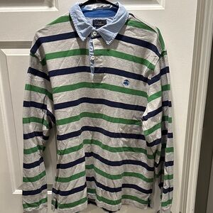 Brooks Brothers Men's Striped Polo Shirt - Green, Blue, and Gray